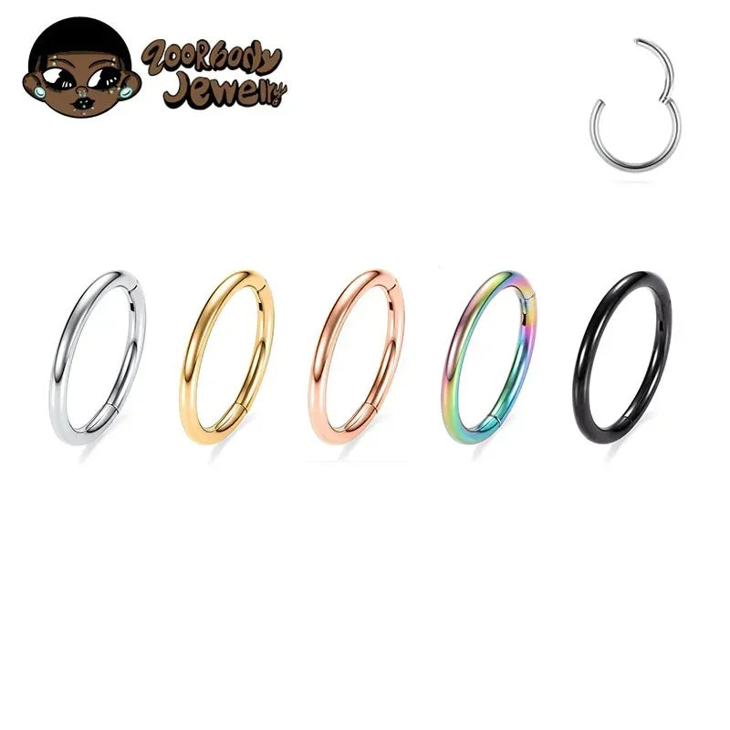 ZOOR Titanium Multi PVD Plain Smooth Hinged Hoop