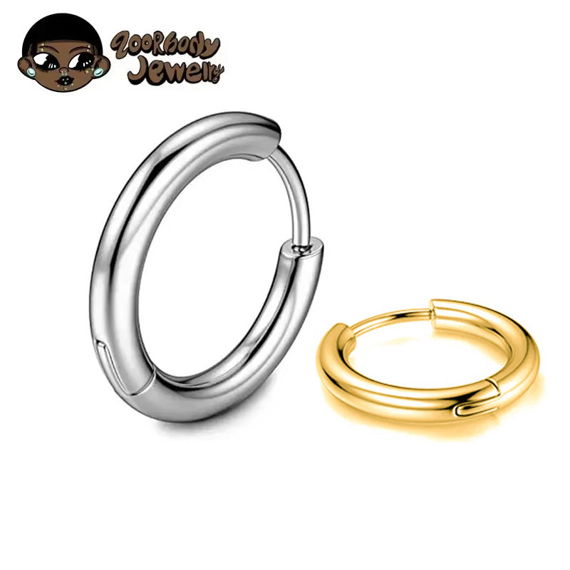 ZOOR Titanium Plain Smooth Hinged Hoop Pair