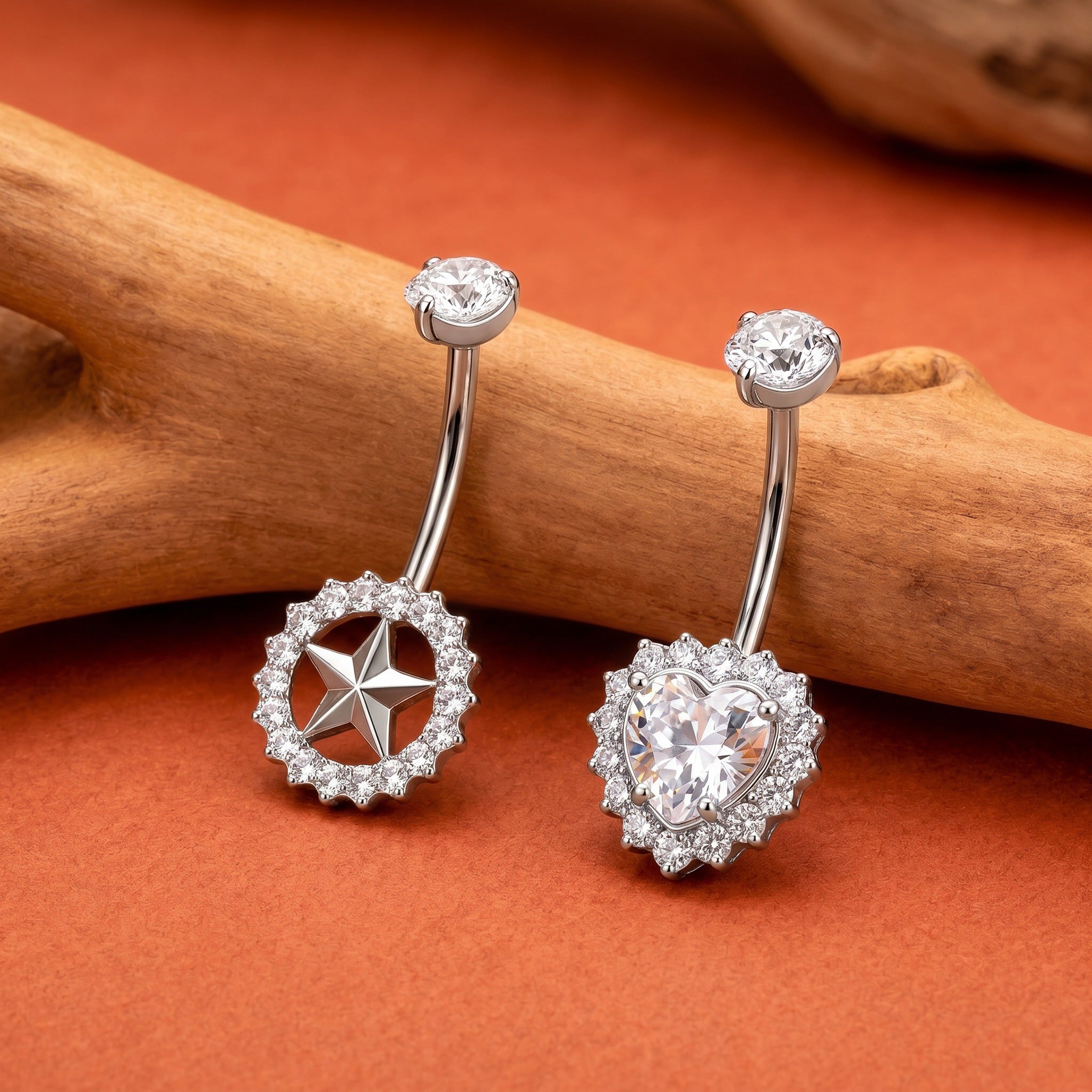 ZOOR ASTM F136 Titanium Summer Sexy Belly Button Ring Piercing 14G Star Heart Female Thread Jewelry Body Belly Piercing
