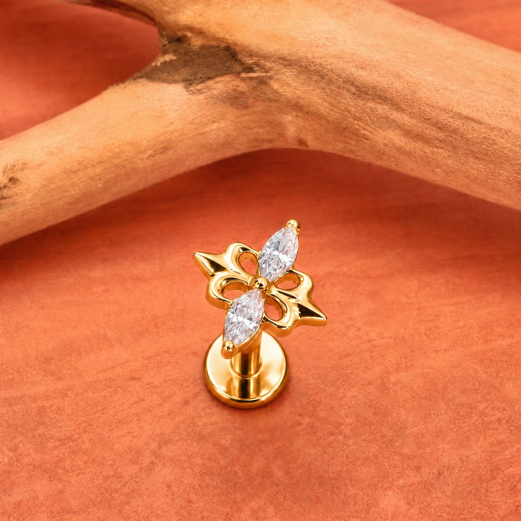 ZOOR ASTM F136 Titanium Piercing Marquise CZ Star Labret Stud Tragus Cartilage Earring Flatback Helix G23 Piercing Jewelry