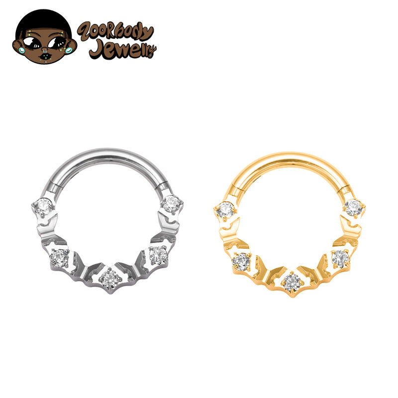 ZOOR Titanium Serrated Edge 5 Clear CZ Clicker Hoop