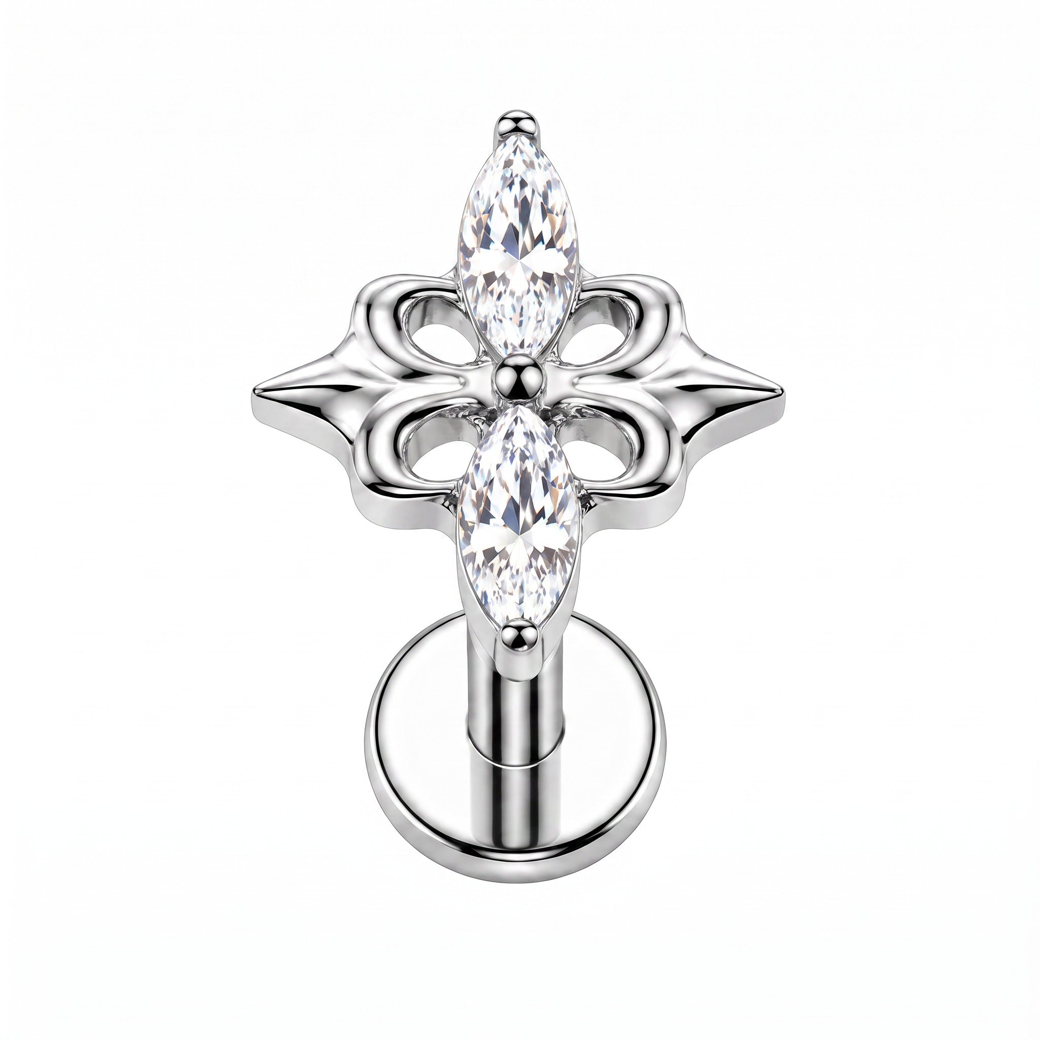 ZOOR ASTM F136 Titanium Piercing Marquise CZ Star Labret Stud Tragus Cartilage Earring Flatback Helix G23 Piercing Jewelry