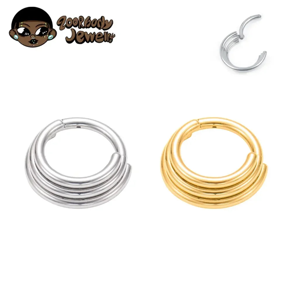 ZOOR Titanium Triple Stacked Clicker Hoop No CZ