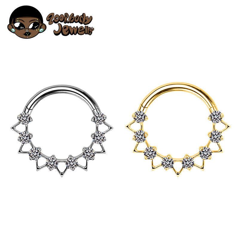 ZOOR ASTM F136 G23 Titanium Open Star Clear CZ Hinged Clicker Hoop Septum Daith Helix Cartilage Piercing Jewelry