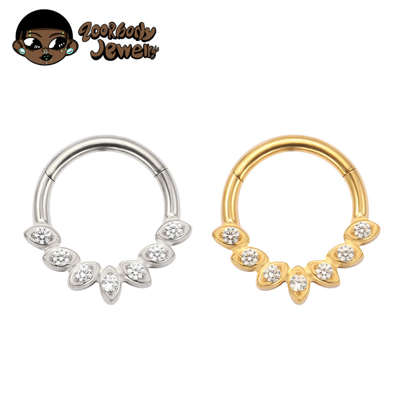ZOOR ASTM F136 G23 Titanium Evil Eye Clear CZ Hinged Clicker Hoop Septum Daith Helix Cartilage Piercing Jewelry