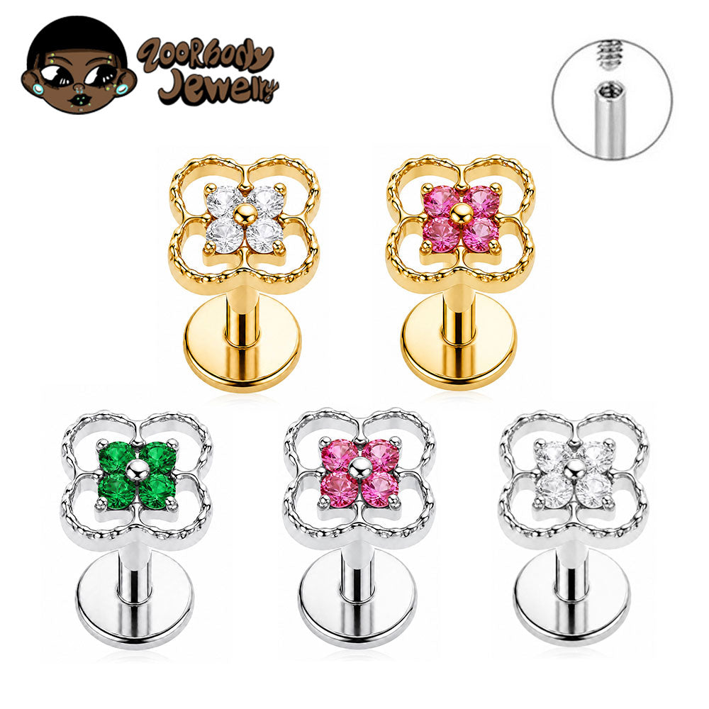 ASTM F136 Titanium Flower Lip Piercing 16G Internal Thread Flat Ear Cartilage Tragus Piercing Gothic Body Piercing Jewelry