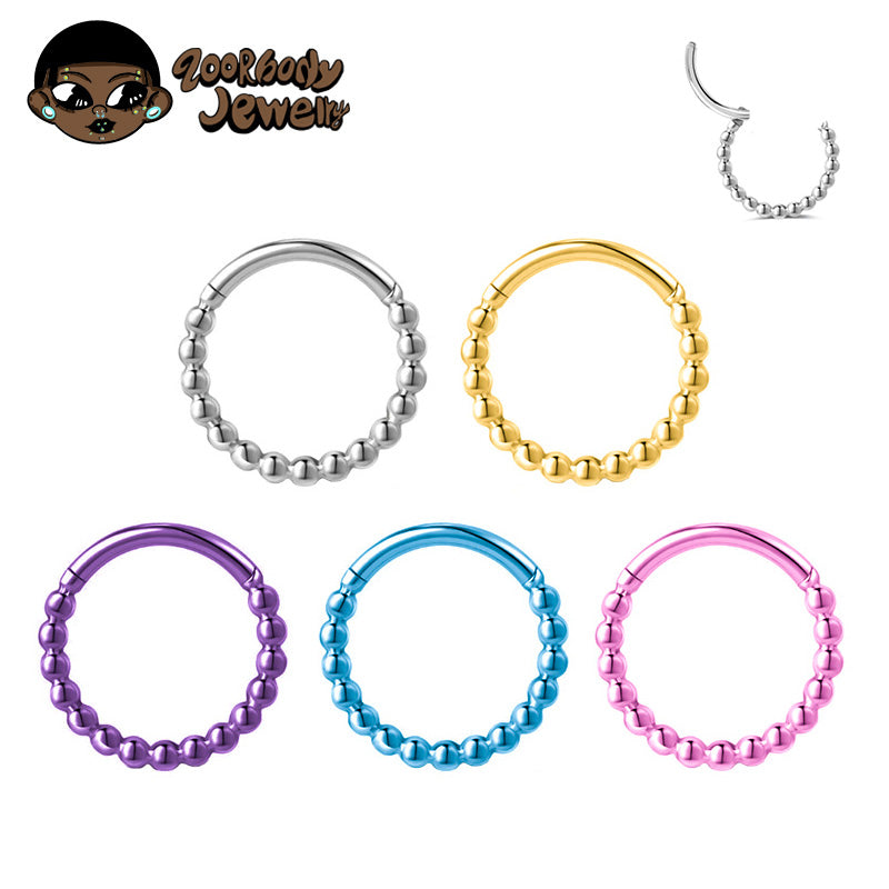 ZOOR Titanium Full Beaded Hinged Hoop