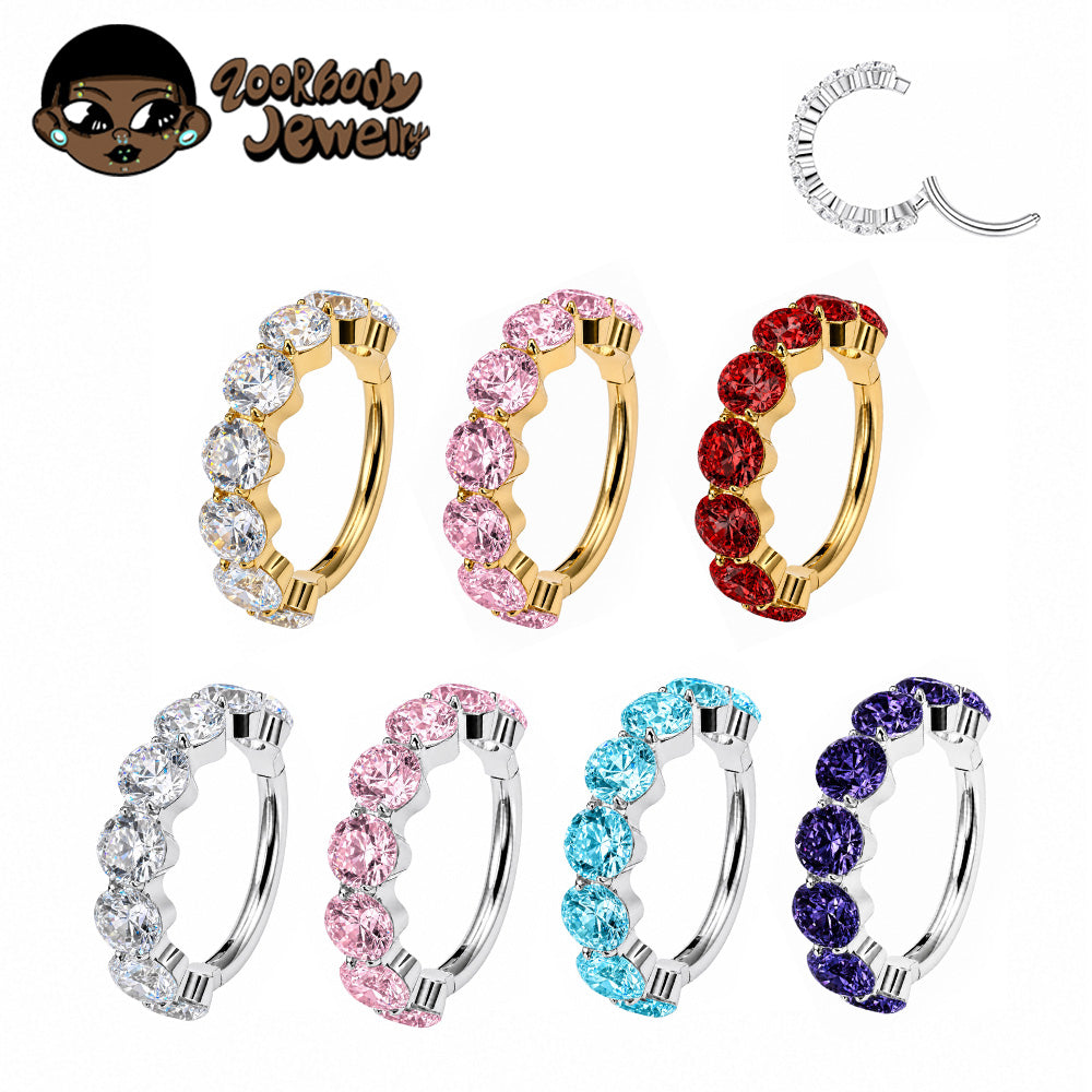 ZOOR F136 Titanium Luxury Zircon Hinge Earring 16g Clicker Nose Ring Ear Lobe Helix Conch Piercing Unisex Sparkling Jewelry Gift