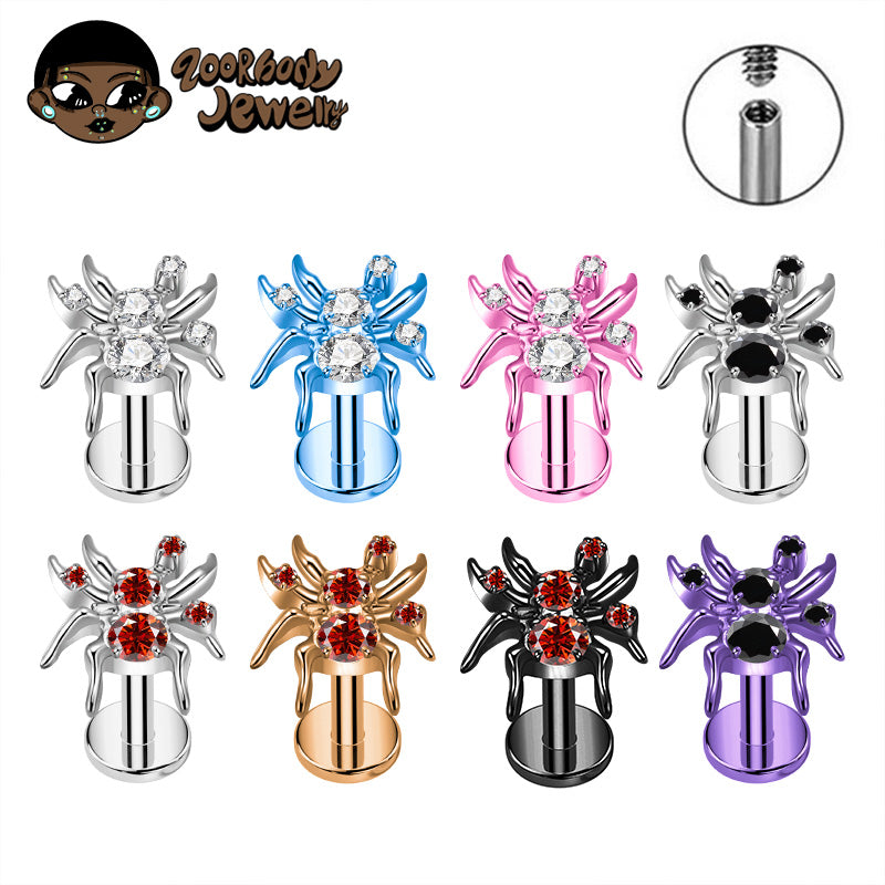 ZOOR Titanium Spider CZ Internally Threaded Stud