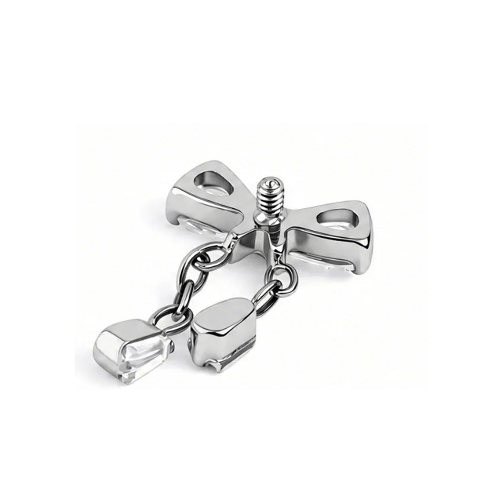 ZOOR ASTM F136 Titanium Bow Chain Pendant Piercing Cartilage Earring 16G 18G Lip Crown Helix Tragus Piercing Woman Jewelry