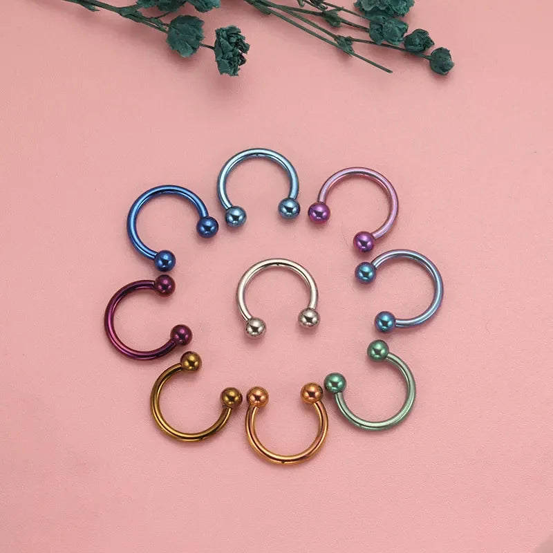 ZOOR Anodized Titanium Horseshoe Septum Piercing Ring