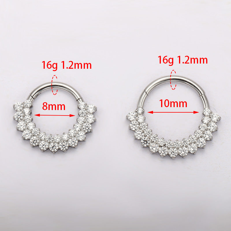 ZOOR ASTM F136 G23 Titanium Multi‑Row Paved Clear CZ Hinged Clicker Hoop Septum Daith Helix Cartilage Piercing Jewelry 前台短标题