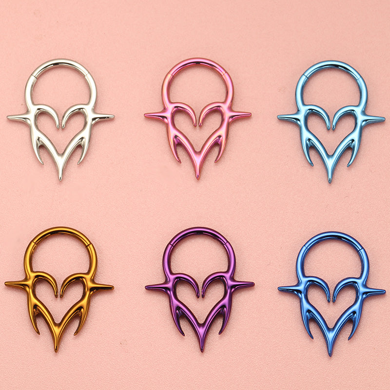 ZOOR Titanium Devil Heart Hinged Hoop