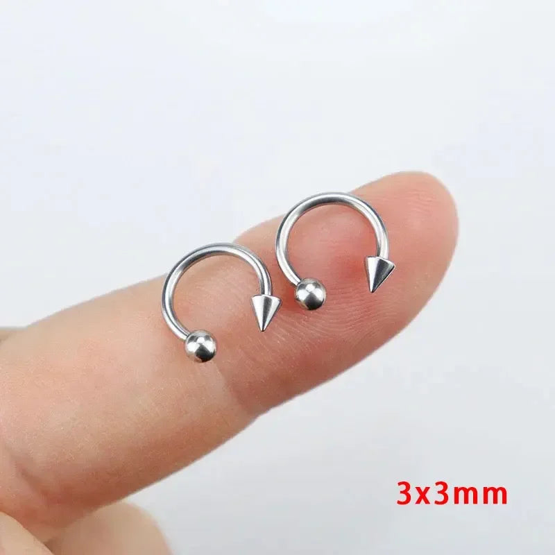 ZOOR Titanium C Shape Horseshoe Ring Removable Cone Top