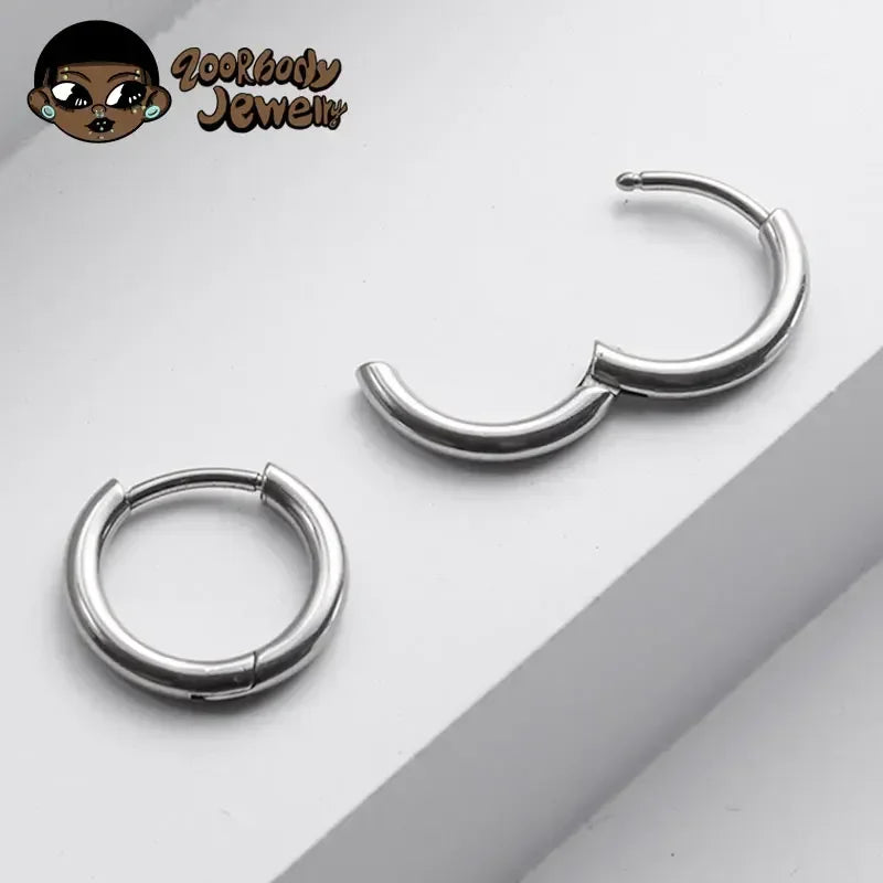 ZOOR Titanium Plain Smooth Hinged Hoop Pair