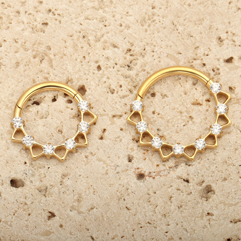 ZOOR ASTM F136 G23 Titanium Open Star Clear CZ Hinged Clicker Hoop Septum Daith Helix Cartilage Piercing Jewelry