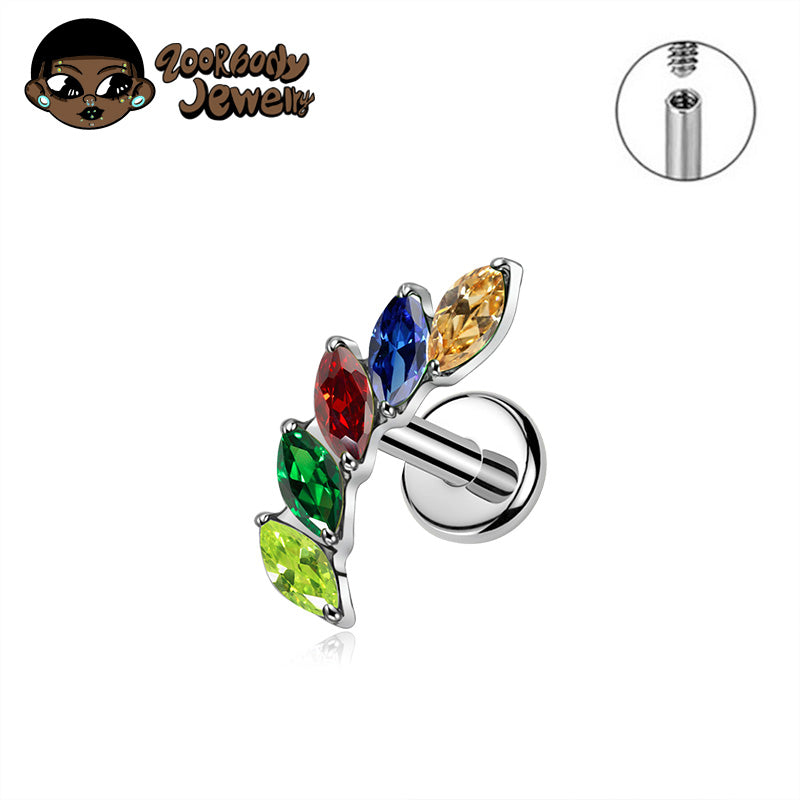 G23 Titanium 16G Internal Thread Labret CZ Piercing Lip Nasal Nail Stud Tragus Piercing Ear Cartilage Helix Dait Body Jewelry