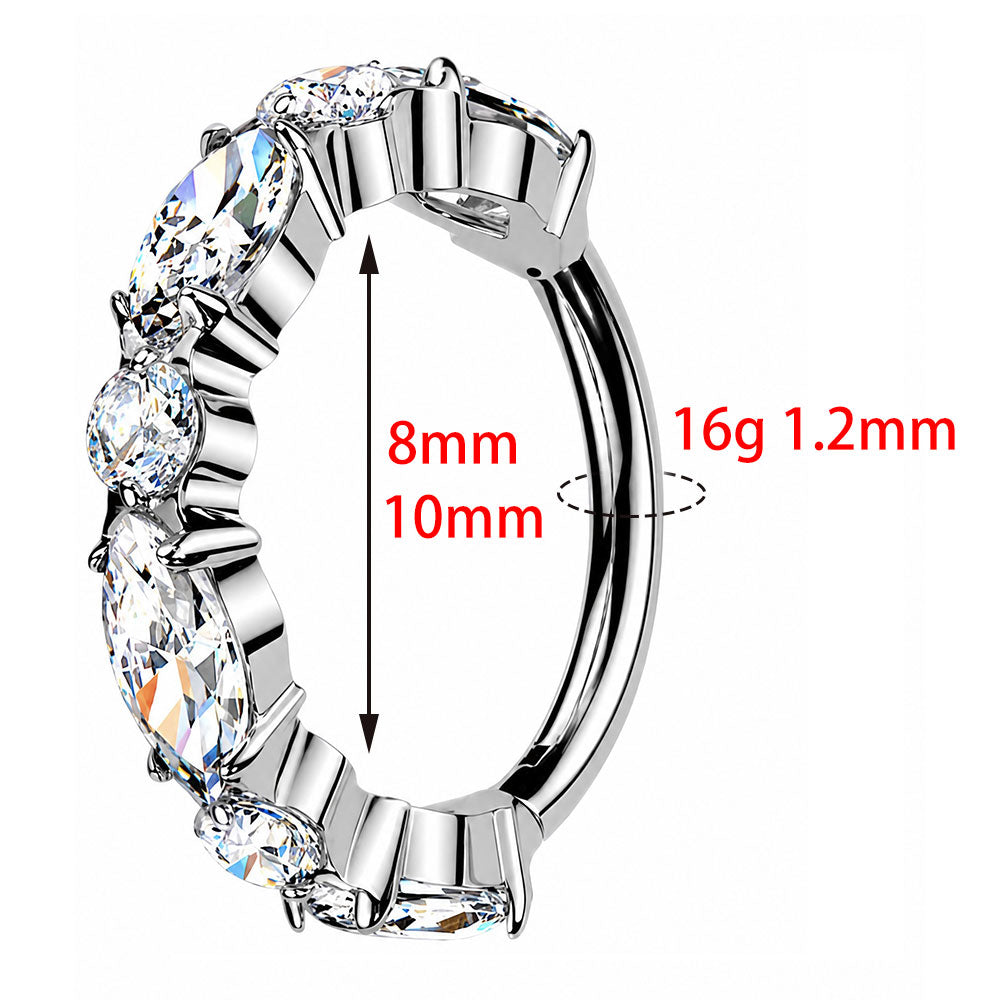 ZOOR ASTM F136 Titanium Multi Color Paved CZ Hinged Clicker Hoop, Septum Helix Tragus Ear Piercing Jewelry