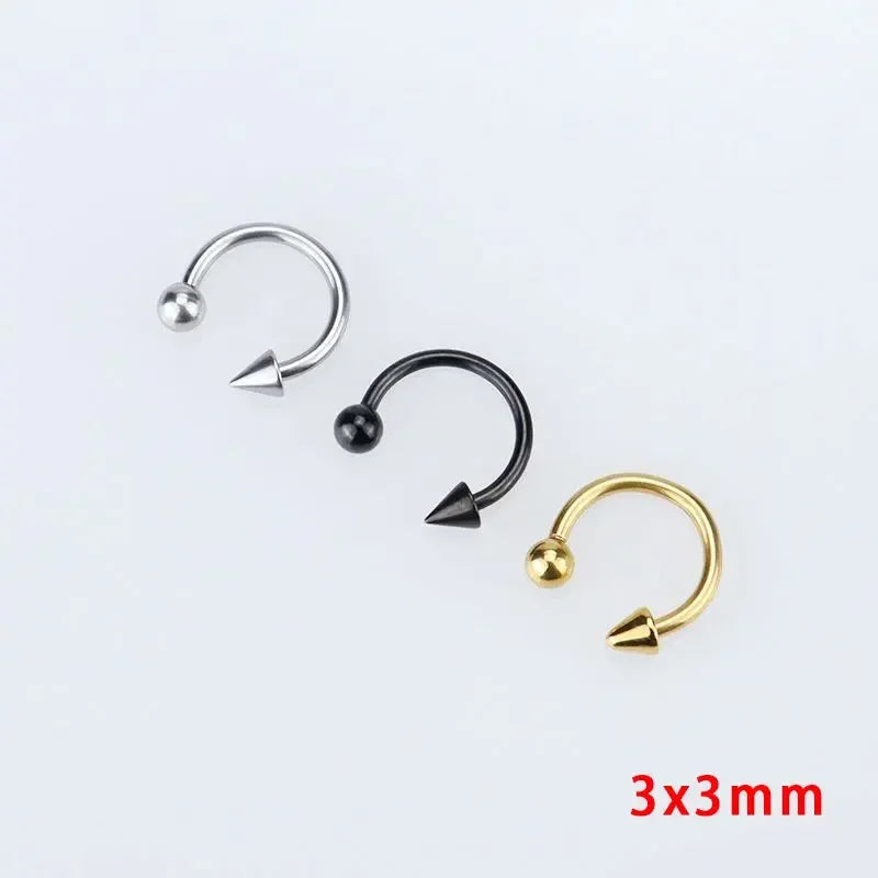 ZOOR Titanium C Shape Horseshoe Ring Removable Cone Top