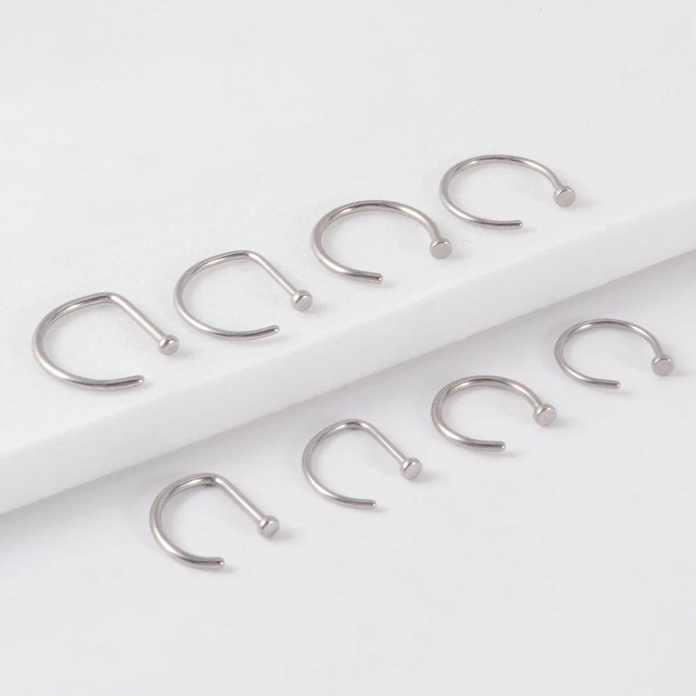 ZOOR G23 Titanium D & C Shape Nose Ring Nostril Piercing Jewelry