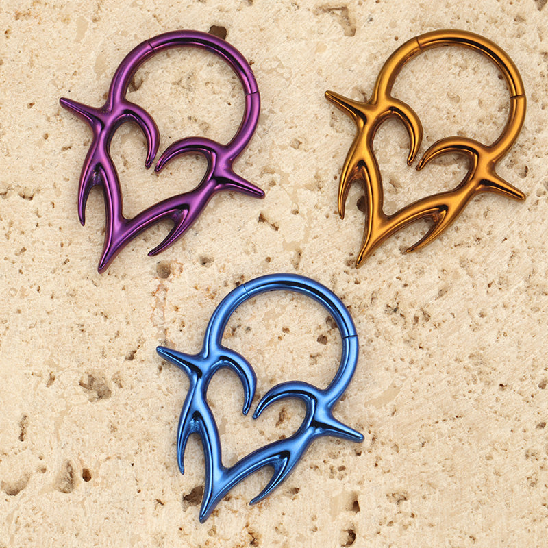 ZOOR Titanium Devil Heart Hinged Hoop
