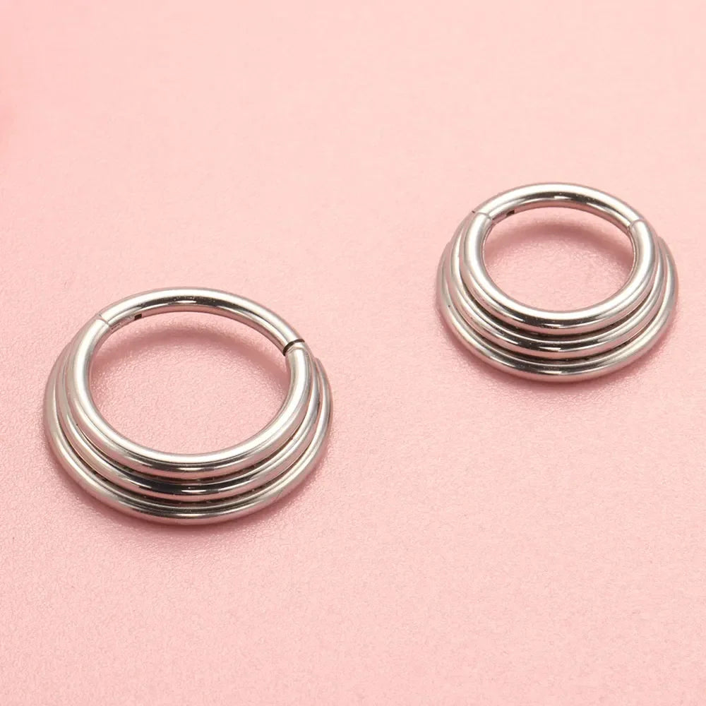 ZOOR Titanium Triple Stacked Clicker Hoop No CZ
