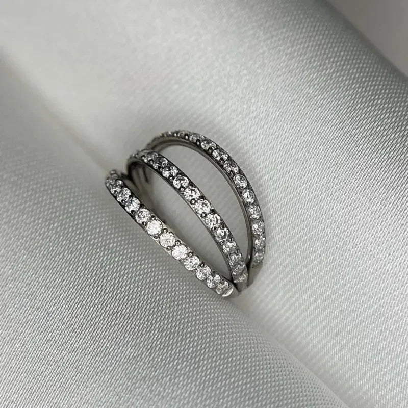 ZOOR Titanium Triple Row CZ Hinged Hoop