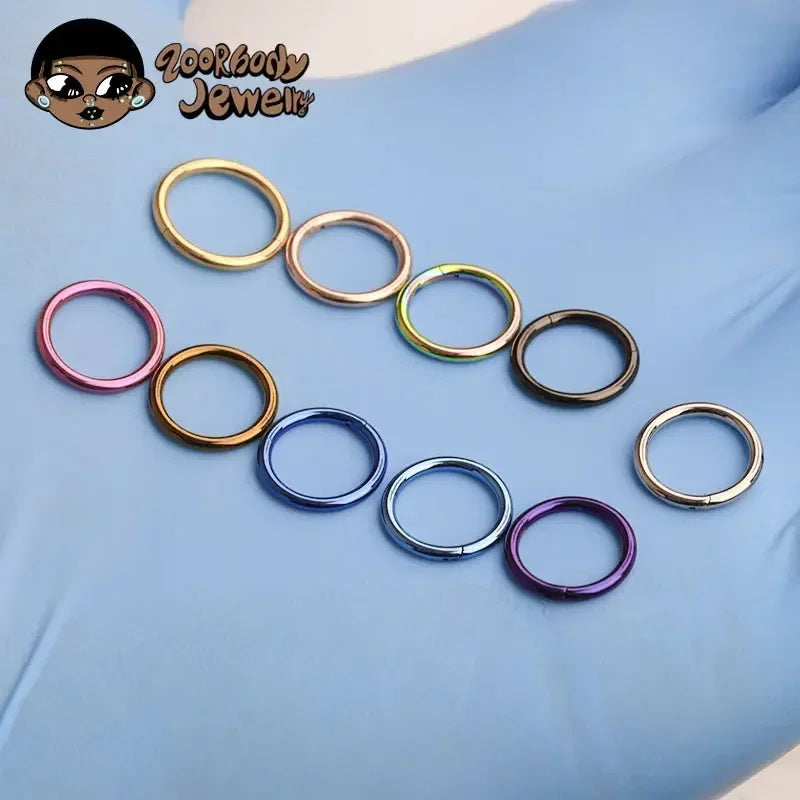 ZOOR Titanium Multi PVD Plain Smooth Hinged Hoop