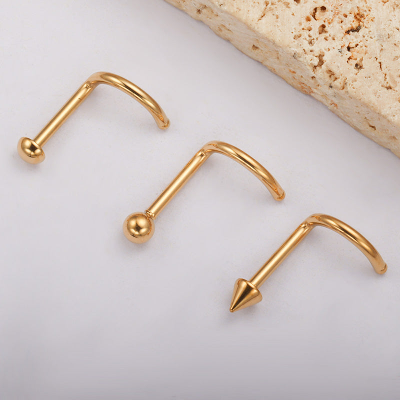 ZOOR Titanium S Curve Nose Stud Ball Dome Cone Top