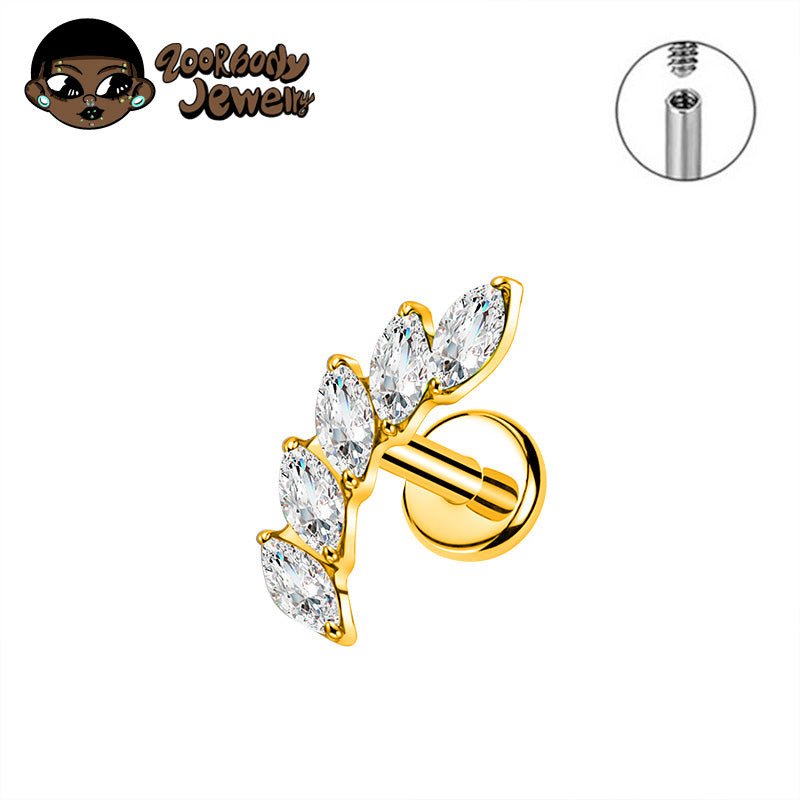 G23 Titanium 16G Internal Thread Labret CZ Piercing Lip Nasal Nail Stud Tragus Piercing Ear Cartilage Helix Dait Body Jewelry
