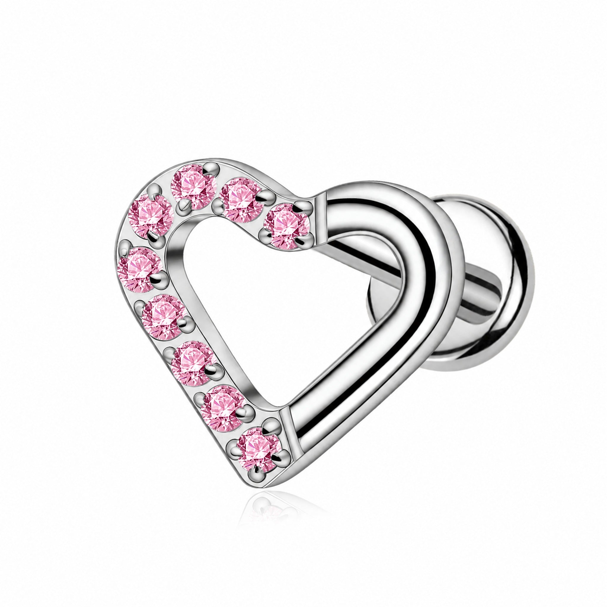 ZOOR ASTM F136 Titanium Piercing CZ Heart Labret Earring Internally Threaded Cartilage Tragus Medusa Lip Monroe Body Jewelry
