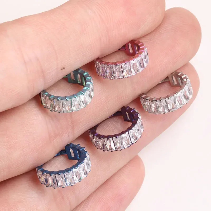 ZOOR Titanium Textured Paved CZ Hinged Clicker Ring