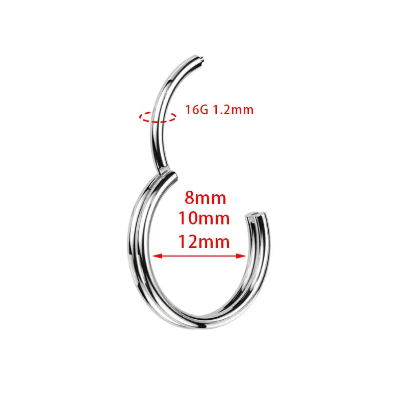 ZOOR ASTM F136 Titanium Hinged Clicker Hoop Ring Plain & Clear CZ Segment Piercing Septum Helix Tragus Earring