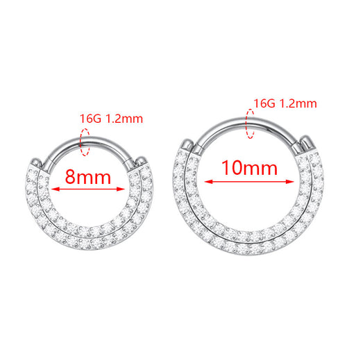 ZOOR ASTM F136 G23 Titanium Hinged Clicker Hoop, Plain & Single Row Clear CZ Septum Daith Helix Cartilage Piercing Jewelry