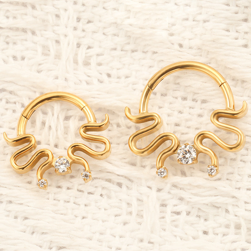 ZOOR Titanium Octopus Tentacle 3 Clear CZ Clicker Hoop