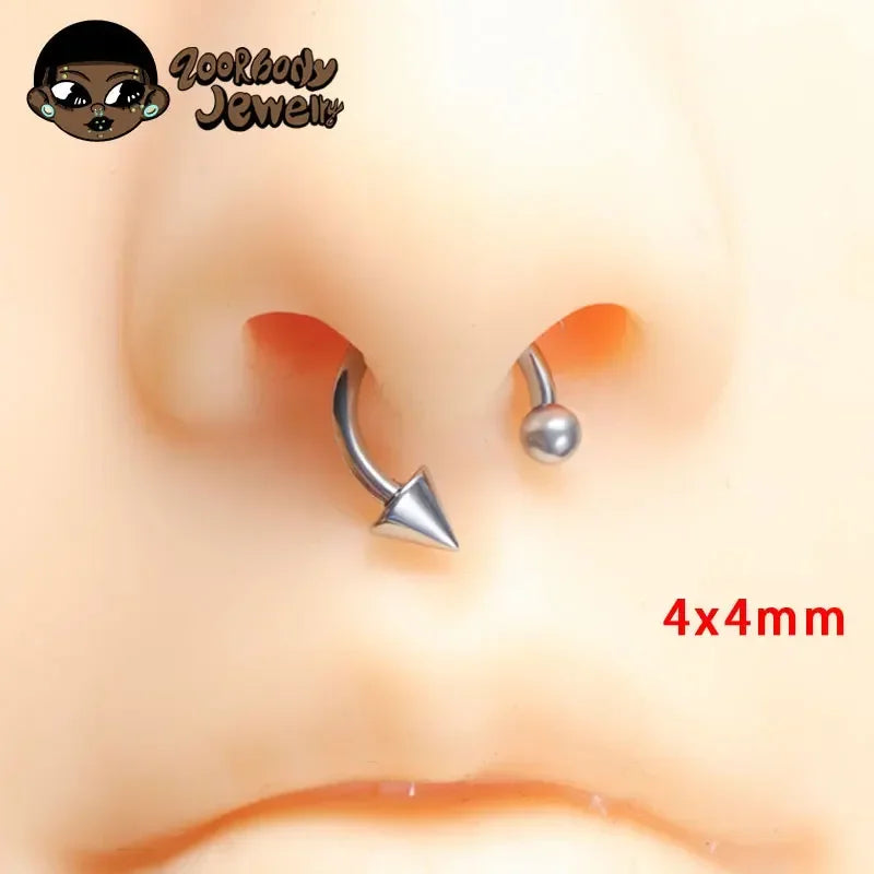ZOOR Titanium C Shape Horseshoe Ring Removable Cone Top