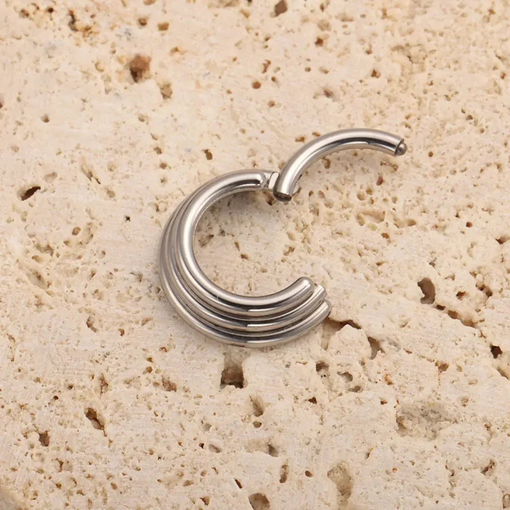 ZOOR Titanium Triple Stacked Clicker Hoop No CZ