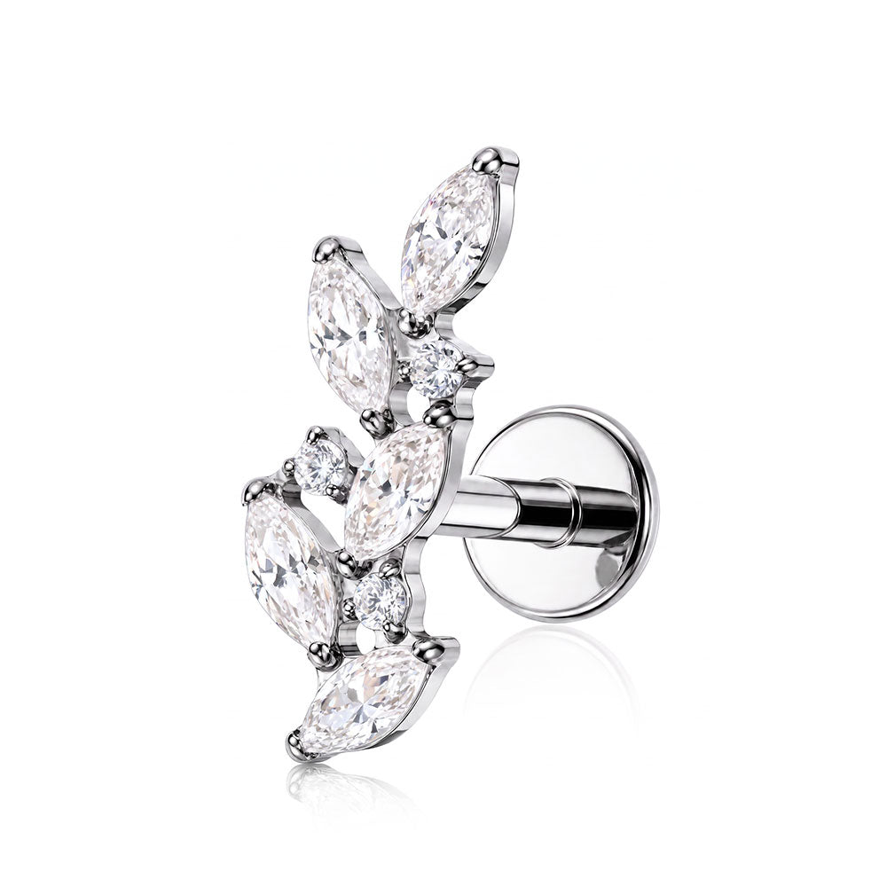 ZOOR Titanium Vine Marquise CZ Internally Threaded Stud