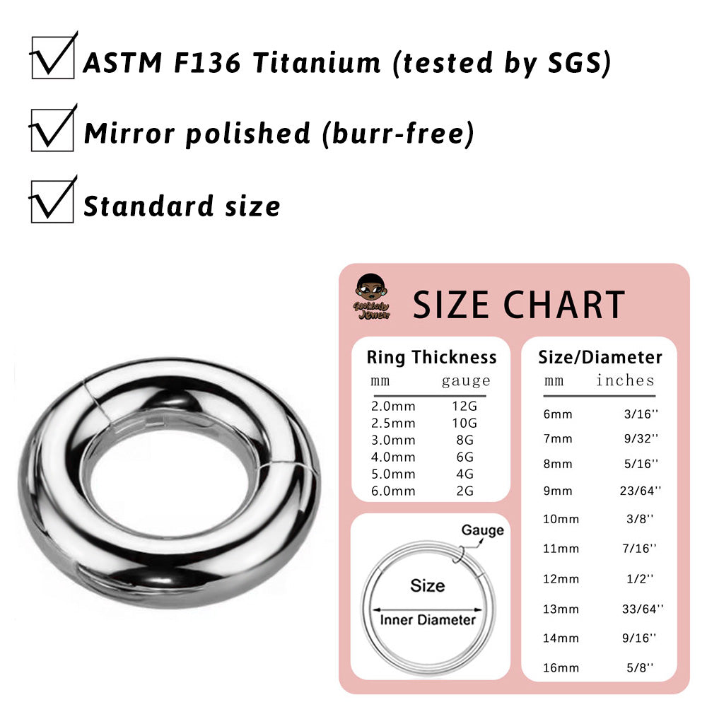 ZOOR Titanium Heavy Gauge BCR Ball Closure Hoop