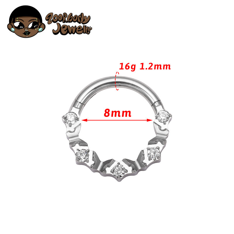 ZOOR Titanium Serrated Edge 5 Clear CZ Clicker Hoop