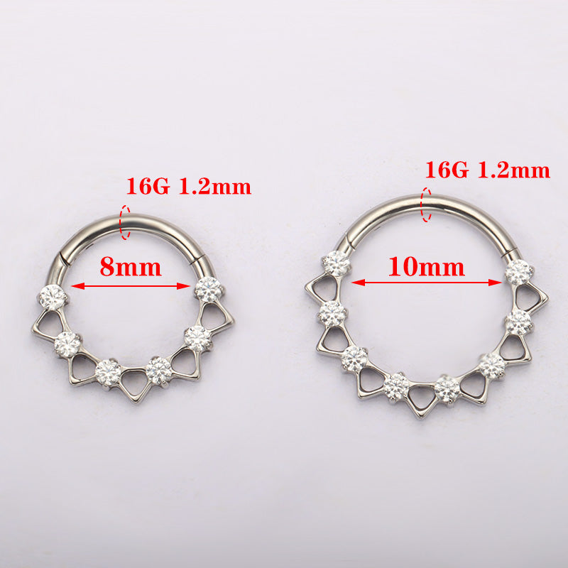 ZOOR ASTM F136 G23 Titanium Open Star Clear CZ Hinged Clicker Hoop Septum Daith Helix Cartilage Piercing Jewelry