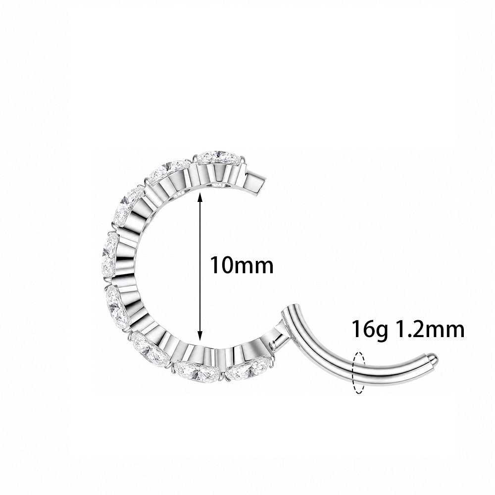 ZOOR F136 Titanium Luxury Zircon Hinge Earring 16g Clicker Nose Ring Ear Lobe Helix Conch Piercing Unisex Sparkling Jewelry Gift