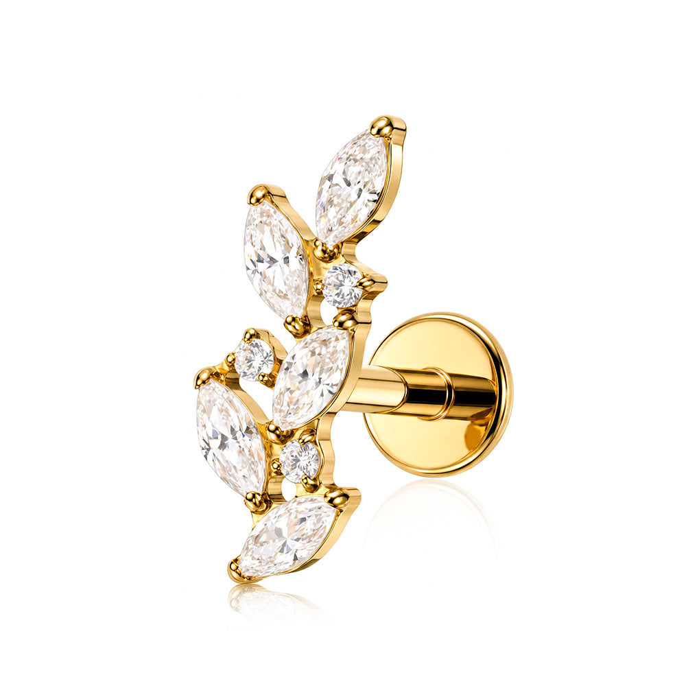 ZOOR Titanium Vine Marquise CZ Internally Threaded Stud