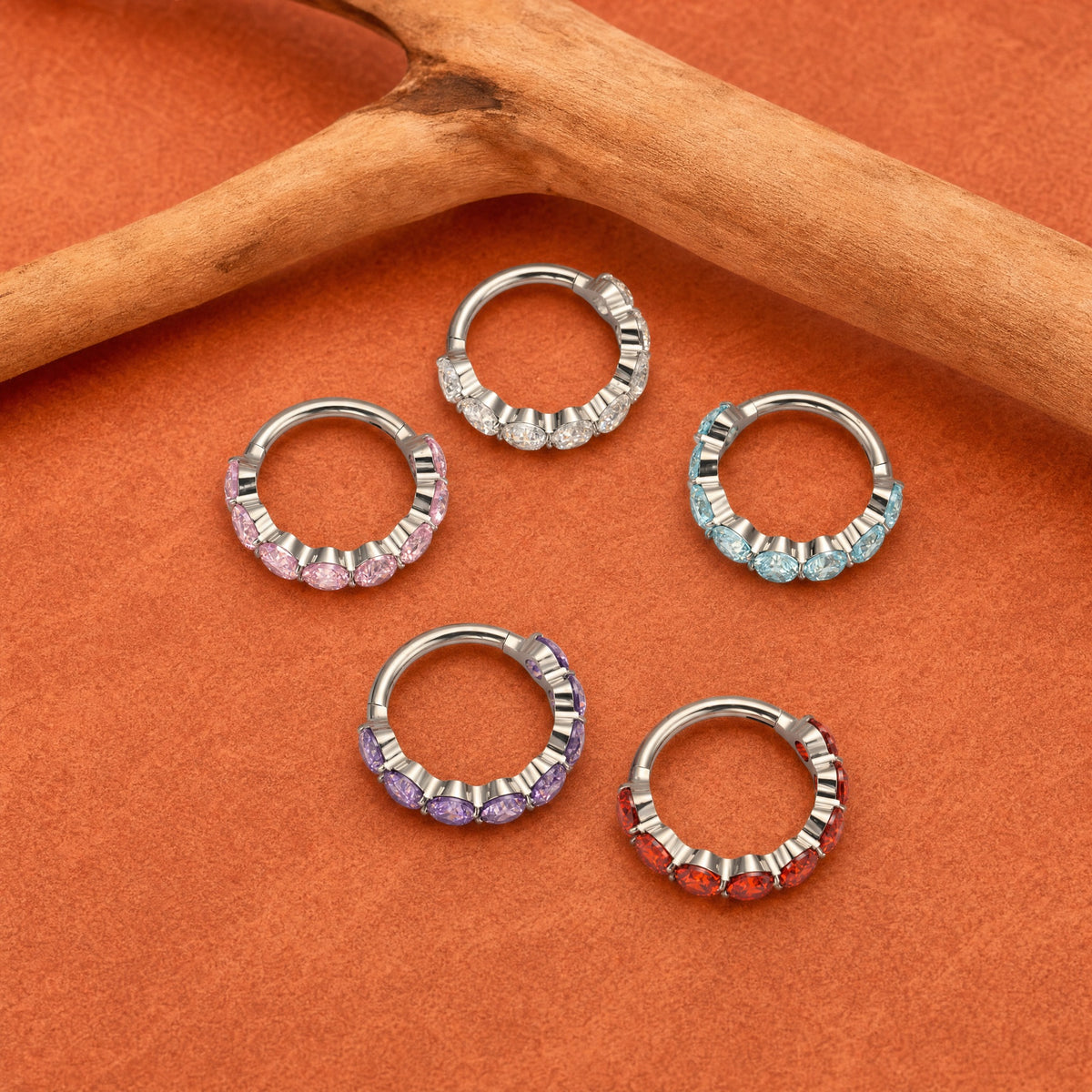 ZOOR F136 Titanium Luxury Zircon Hinge Earring 16g Clicker Nose Ring Ear Lobe Helix Conch Piercing Unisex Sparkling Jewelry Gift