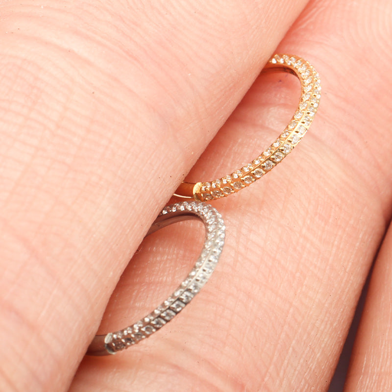 ZOOR Titanium 3 Sides Paved CZ Hinged Clicker Ring