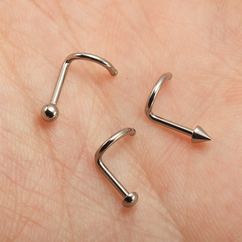 ZOOR Titanium S Curve Nose Stud Ball Dome Cone Top