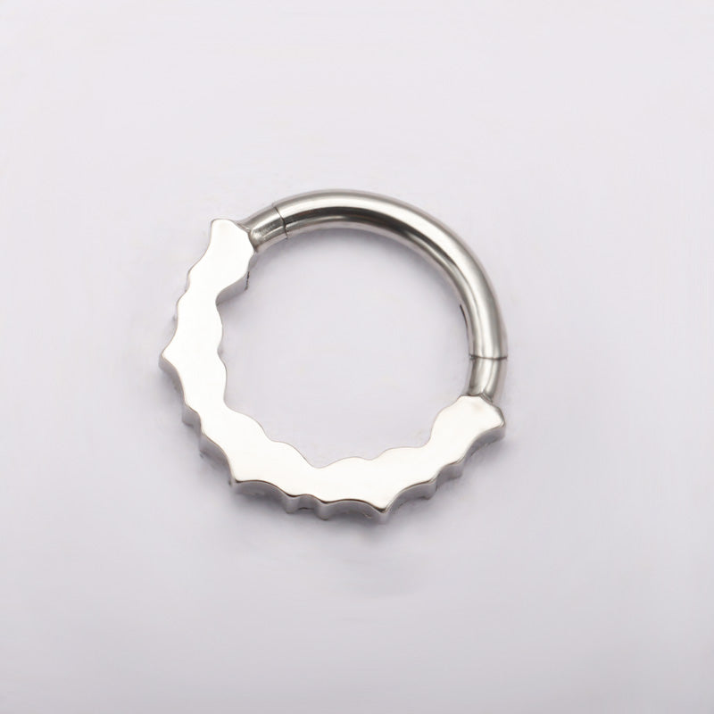 ZOOR Titanium Serrated Edge 5 Clear CZ Clicker Hoop