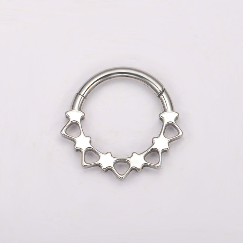 ZOOR ASTM F136 G23 Titanium Open Star Clear CZ Hinged Clicker Hoop Septum Daith Helix Cartilage Piercing Jewelry