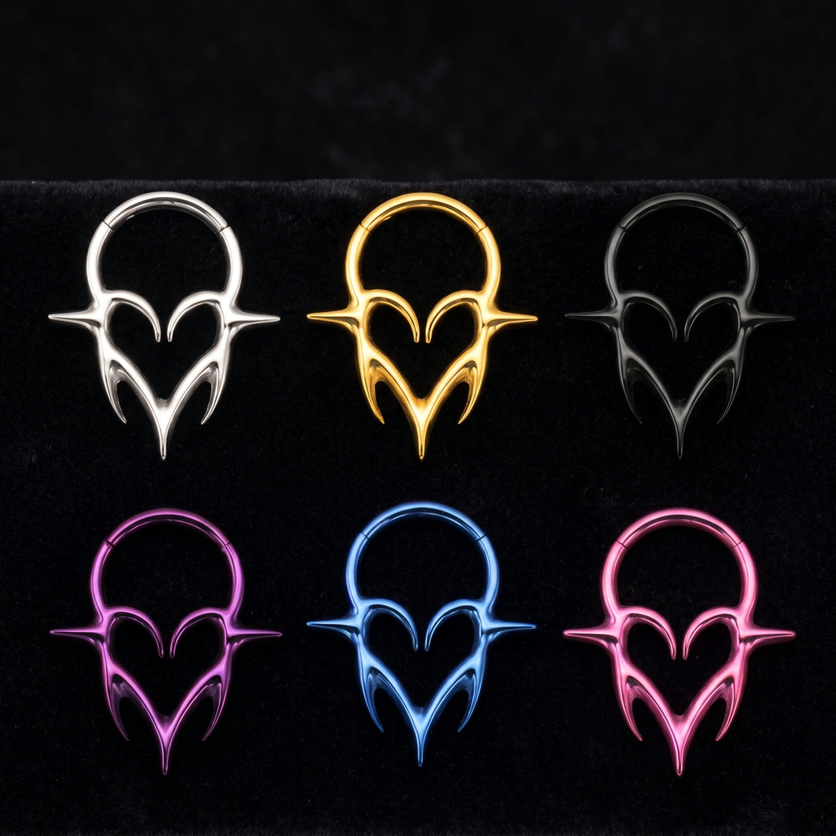 ZOOR Titanium Devil Heart Hinged Hoop