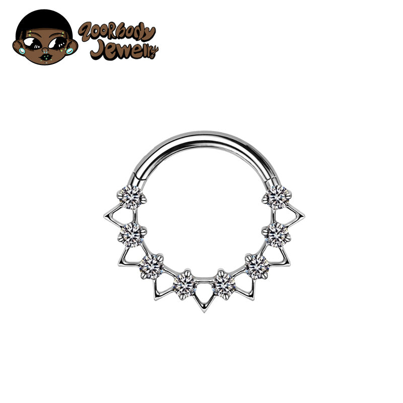 ZOOR ASTM F136 G23 Titanium Open Star Clear CZ Hinged Clicker Hoop Septum Daith Helix Cartilage Piercing Jewelry